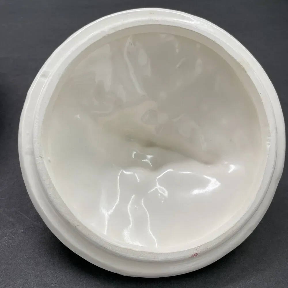 Lefton White Holly Small Round Lidded Box 6064 Covered Candy Bowl 1972/73 Japan